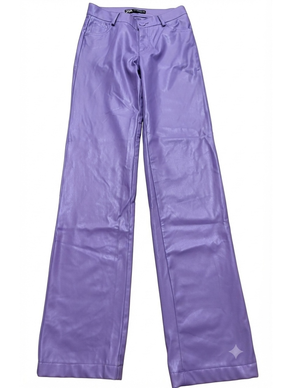 ZARA Purple Faux Leather Wide Leg Pants Trousers Size XS / 24